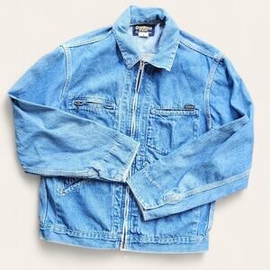 OshKosh B'Gosh Chore Jacket Jrs Sz M Womens Sz S Faded Denim Full-Zip  VTG
